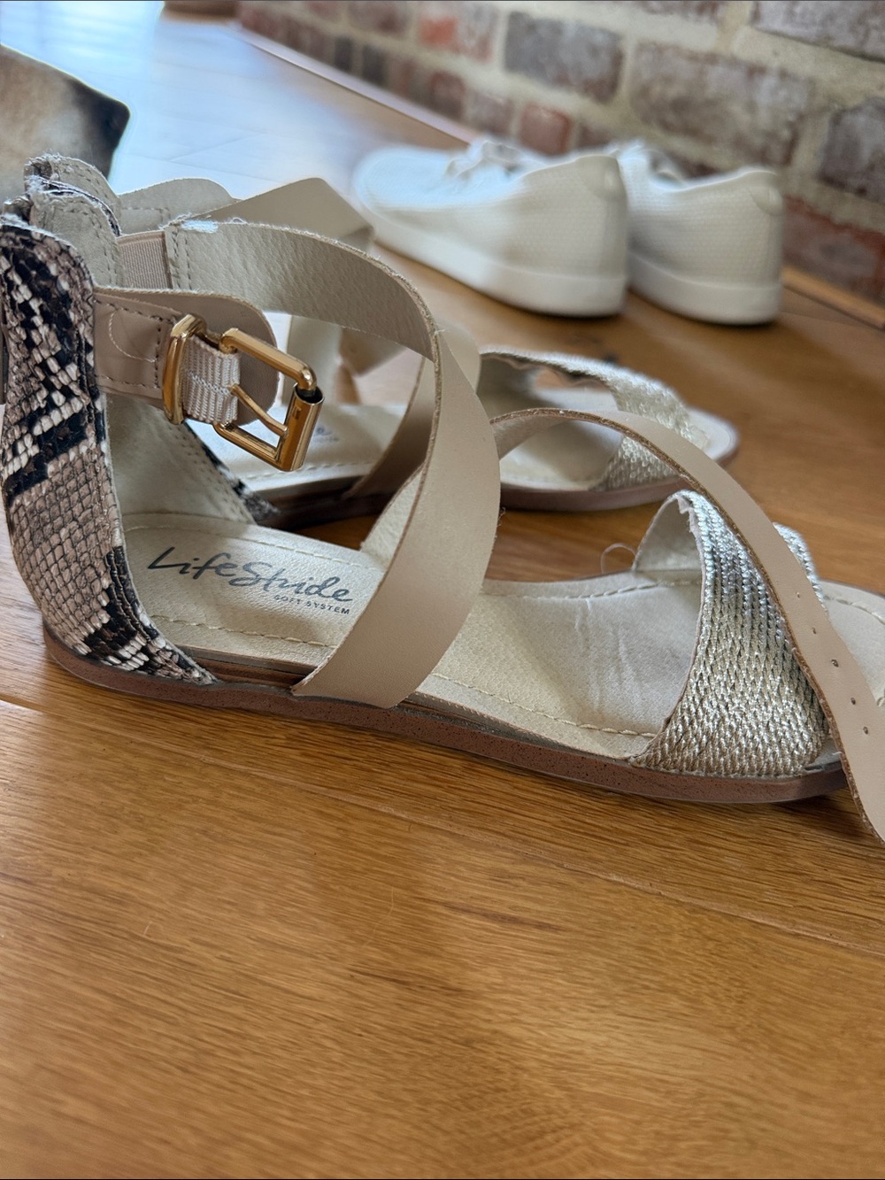 Life Stride Neutral Beige Ankle-Strap Sandals